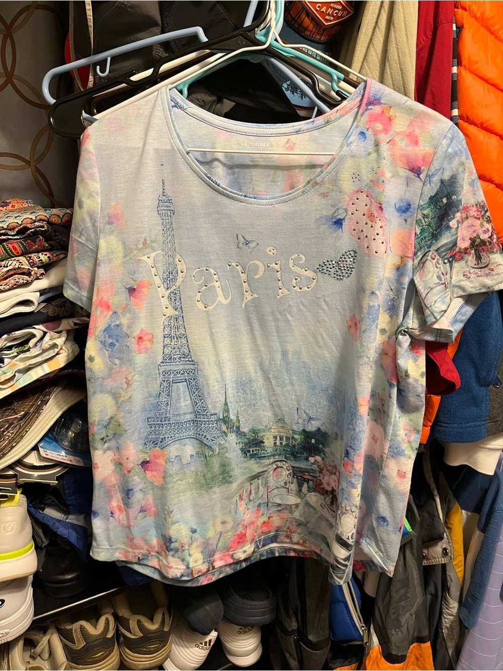 Allison Daley Light Blue Paris Eiffel Short-Sleeve Tee